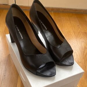 CNC Costume National Black Leather Peep-Toe Pumps